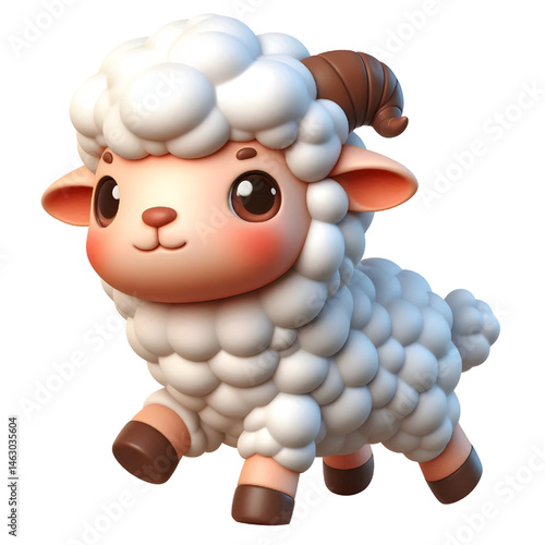 Cute 3d sheep isolated on white background