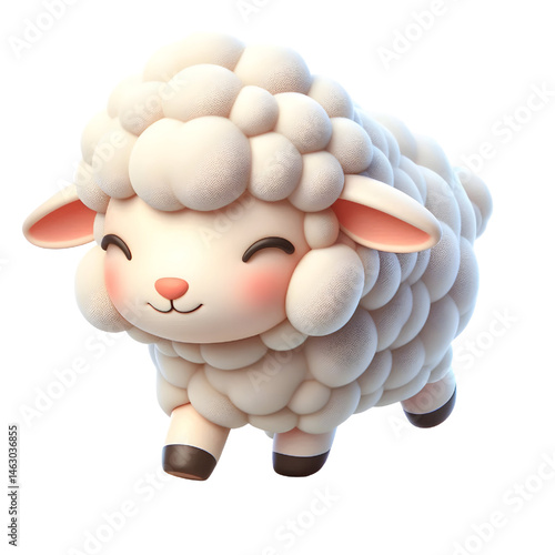Cute 3d sheep isolated on white background