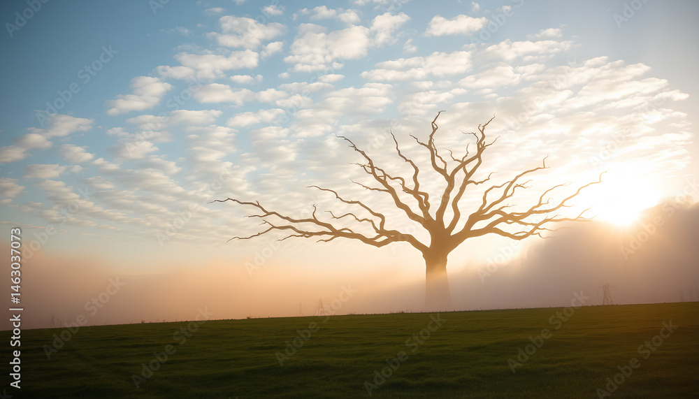 Magical morning scene where clouds form the shape of a giant tree with branches stretching across the sky 2 Magical morning scene where clouds form the shape of a giant tree with branches stretching across the sky 2