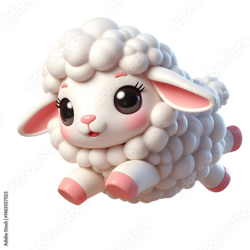 Cute 3d sheep isolated on white background