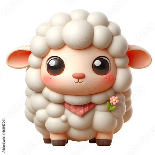 Cute 3d sheep isolated on white background