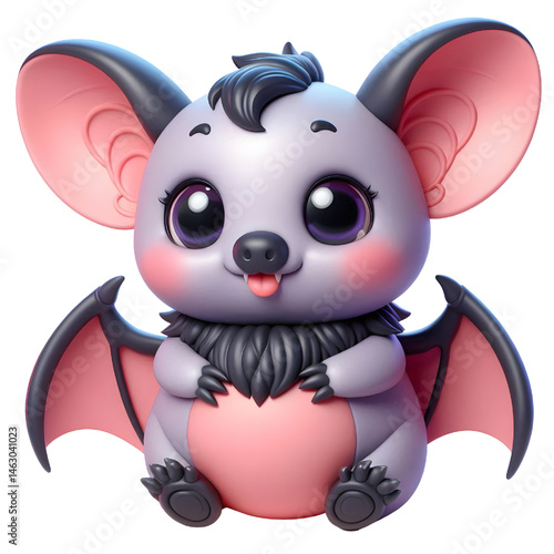 Cute 3d bat isolated on white background