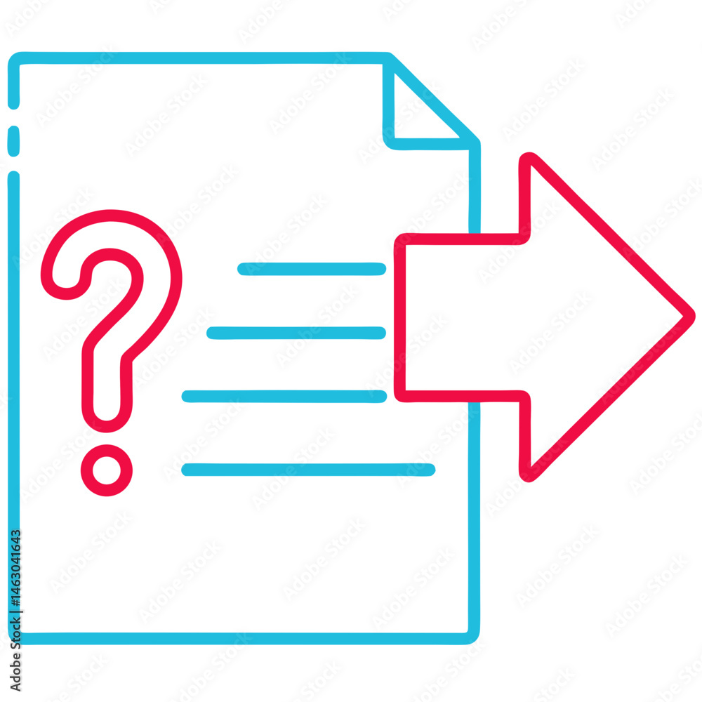 Fototapeta premium Document Icon with Arrow and Question Mark on Transparent Background