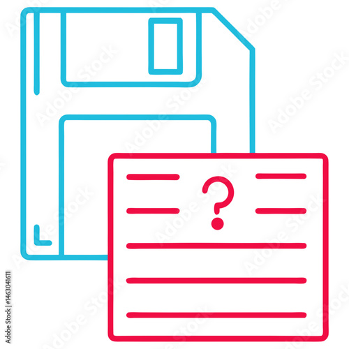 Vector Floppy Disk and Document Icon on Transparent Background