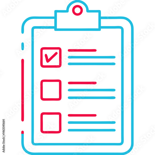 Outline Vector Checklist Icon on Transparent Background