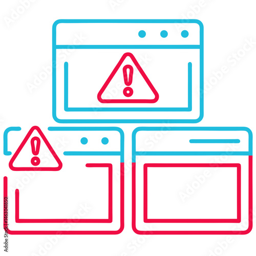 Warning Notification Icon Set on Transparent Background