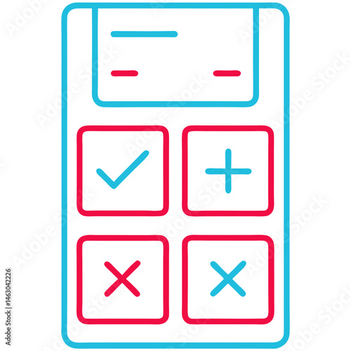 Outline Vector Calculator Icon on Transparent Background