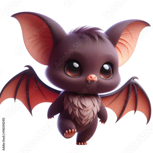 Cute 3d bat isolated on white background