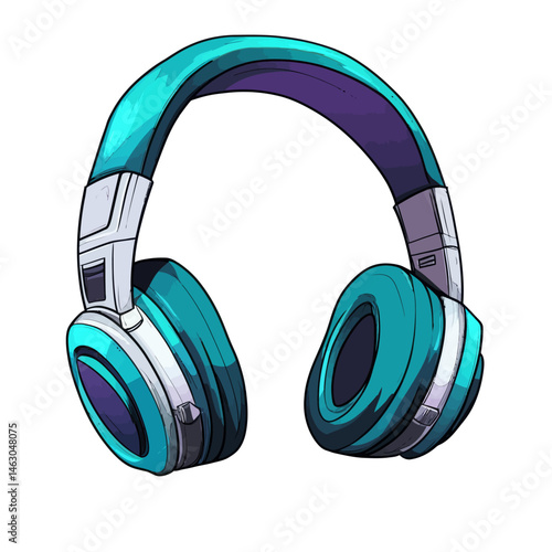 The modern icon of headphones is depicted in a straightforward illustration, perfect for incorporation into logos, icons, and design themes