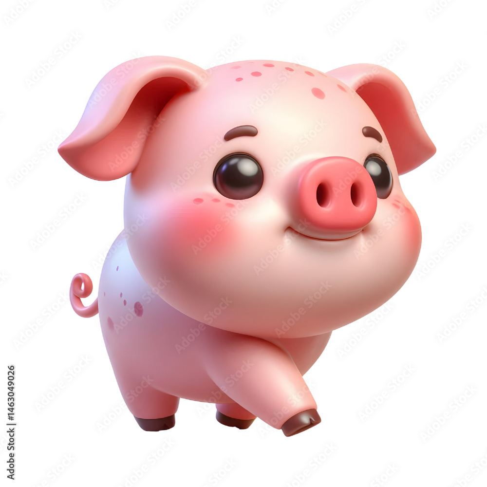 Cute 3d pig isolated on white background Cute 3d pig isolated on white background