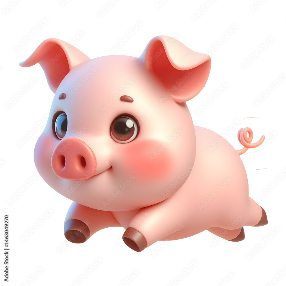 Cute 3d pig isolated on white background Cute 3d pig isolated on white background