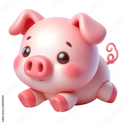 Cute 3d pig isolated on white background