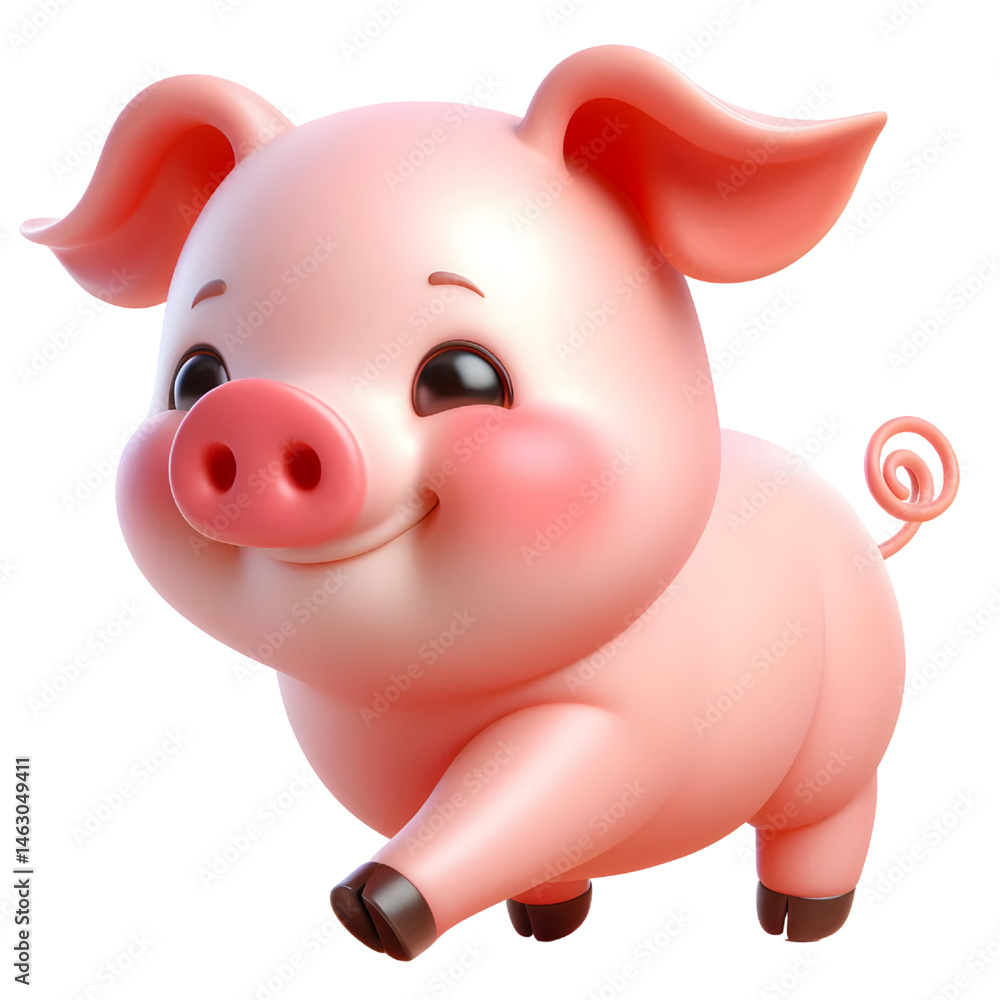 Cute 3d pig isolated on white background Cute 3d pig isolated on white background