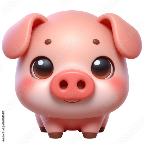 Cute 3d pig isolated on white background