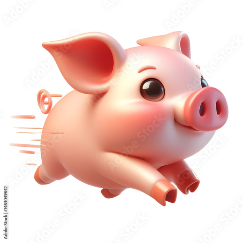 Cute 3d pig isolated on white background