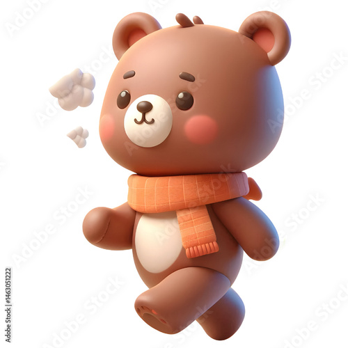 Cute 3d bear isolated on white background