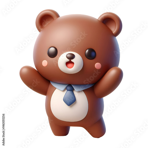 Cute 3d bear isolated on white background
