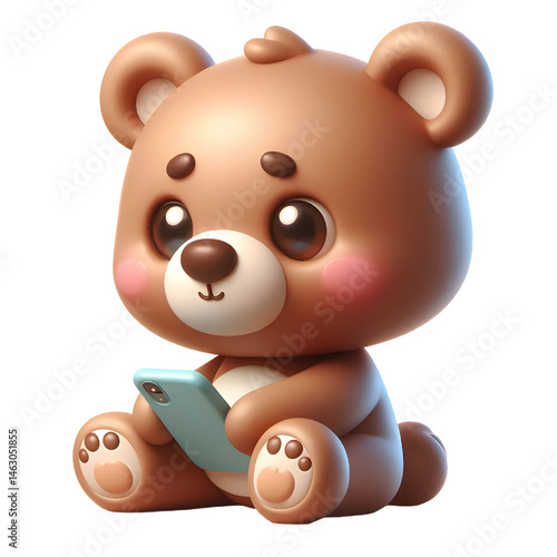 Cute 3d bear isolated on white background