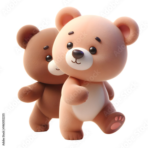Cute 3d bear isolated on white background