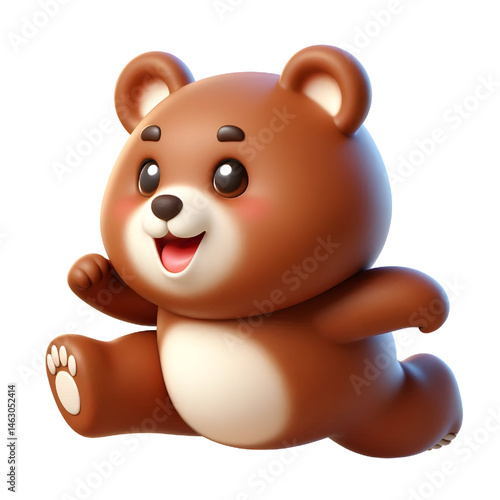 Cute 3d bear isolated on white background