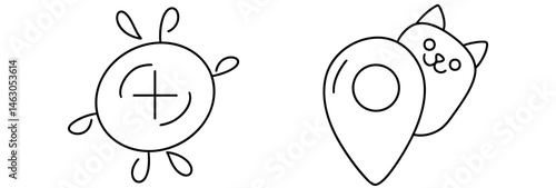 Explore map location with playful cat illustration that adds charm and joy to your journey