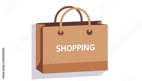 Brown Shopping Bag Illustration_E commerce Retail Concept_Modern Design_Shopping Deals and Discounts_Sustainable Packaging_Eco Friendly_Online Shopping Marketing_Promotional Graphics