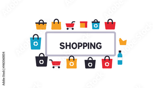 Colorful Shopping Spree Illustration_Bags_Carts_and More_Explore a Variety of Items for Your Next Retail Adventure_Perfect for Online Shopping Themes_Retail Concepts and More