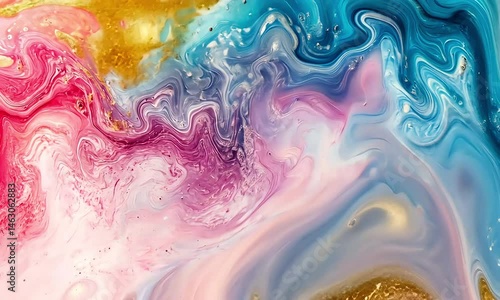 Wallpaper Mural Abstract swirling colors of pink, purple, blue, and gold.  A vibrant mix of liquids create a marbled effect Torontodigital.ca
