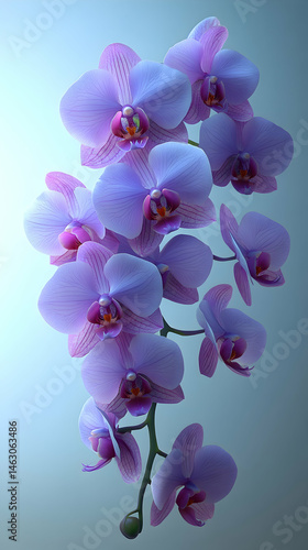 Delicate lavender orchids bloom