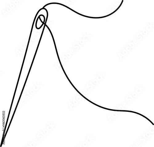 Sewing needle threading illustration for hand embroidery