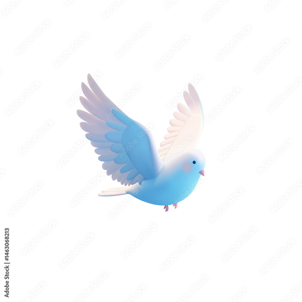 Fototapeta premium 3D realistic dove, pigeon flying on a white background. Image for celebration, religion, symbol, mascot concepts. Vector illustration.