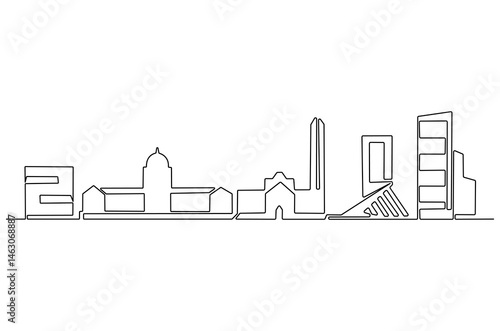 Continuous one line drawing of Buenos aires city skyline. Single line drawing illustration of Argentina cityscape. Beautiful buildings and architecture concept vector art. Doodle line illustration.