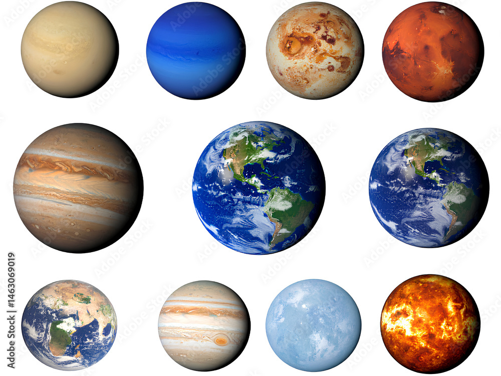 Solar system planets set isolated on transparent background PNG Solar system planets set isolated on transparent background PNG