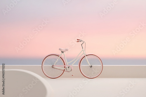 whimsical bicycle set against vibrant summer sunset essence of wes andersons style