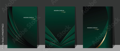 Green cover design in A4 size. Green luxury and elegant cover.