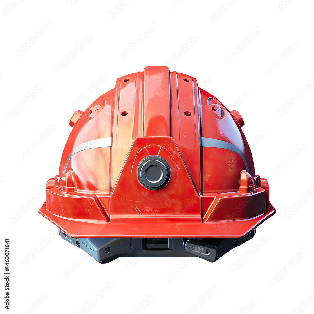 Red safety helmet with advanced technology Red safety helmet with advanced technology