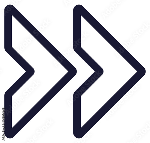 Right arrows direction outline icon isolated on white background.