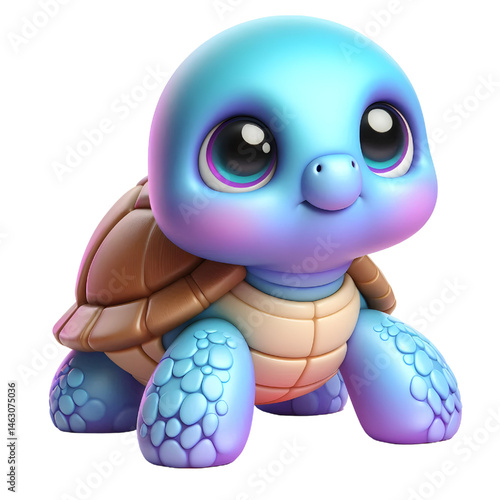 Cute 3d turtle isolated on white background