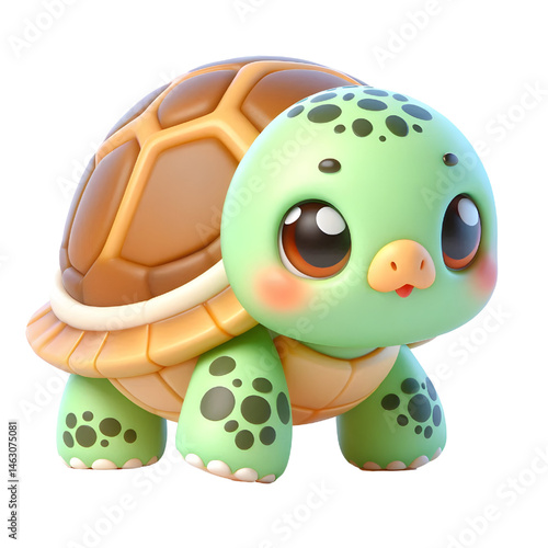 Cute 3d turtle isolated on white background