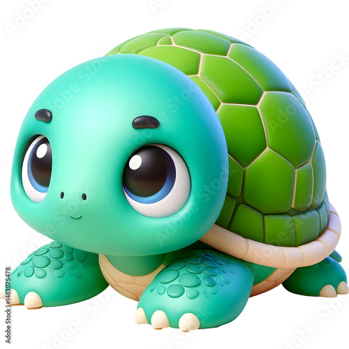 Cute 3d turtle isolated on white background