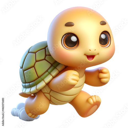 Cute 3d turtle isolated on white background