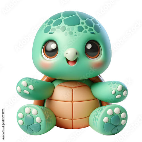 Cute 3d turtle isolated on white background