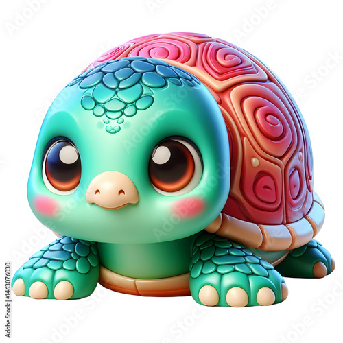 Cute 3d turtle isolated on white background