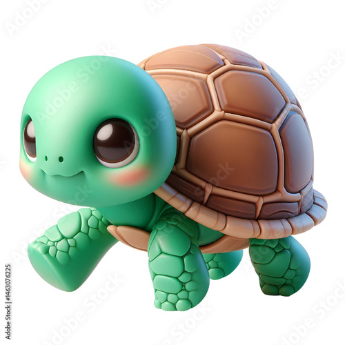 Cute 3d turtle isolated on white background
