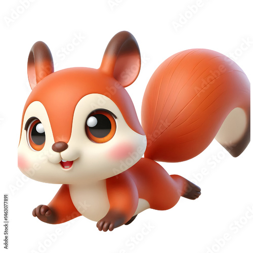 Cute 3d squirrel isolated on white background