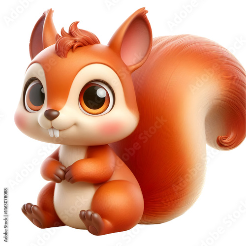 Cute 3d squirrel isolated on white background