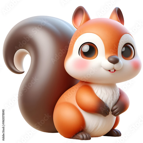 Cute 3d squirrel isolated on white background