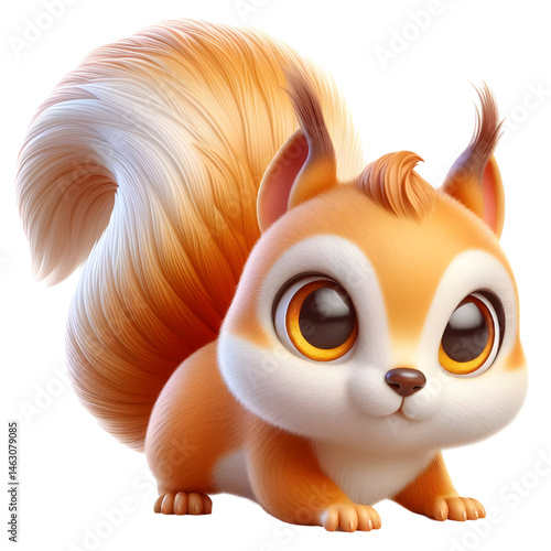Cute 3d squirrel isolated on white background
