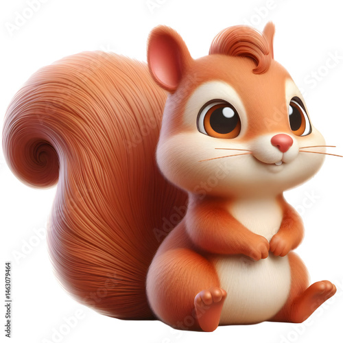 Cute 3d squirrel isolated on white background