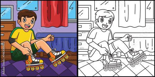 Inline Skater Wearing Skating Shoes Illustration 